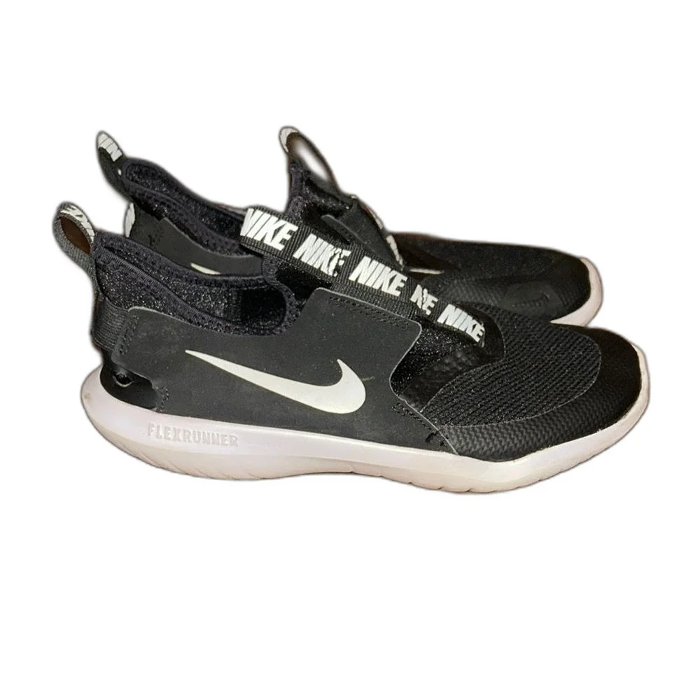 Nike Sneakers Size 3 Kids Black White Flex Runner Shoes Tennis Trainers Athletic
